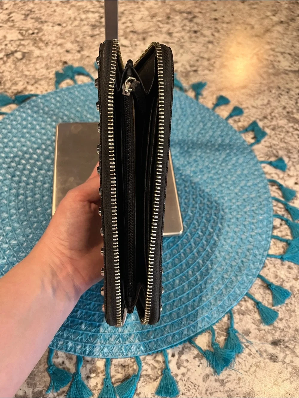 Michael Kors Studded Zip Around Long Wallet
